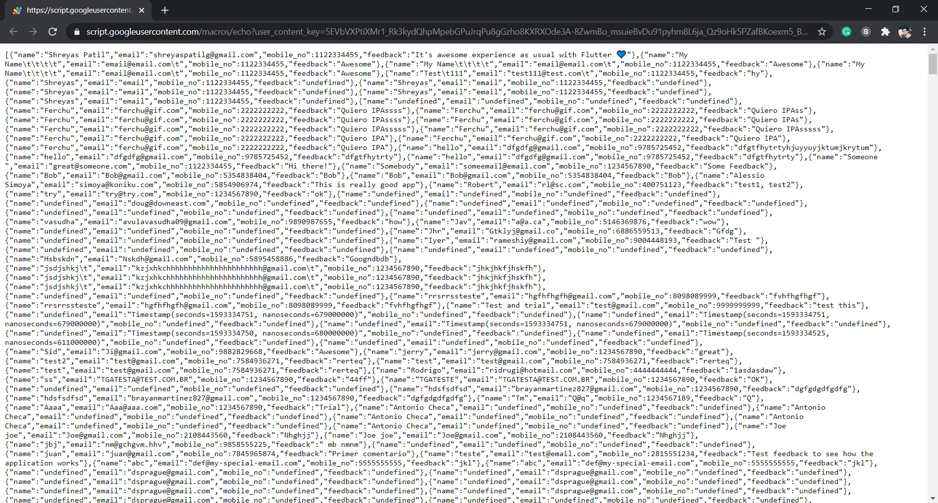 URL response