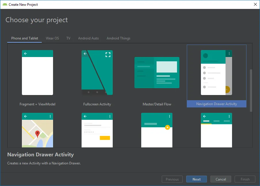 Choosing Project Template in Android Studio