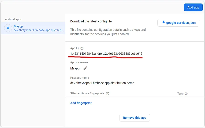 Firebase App ID