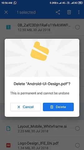 Screenshot of Google Files App.