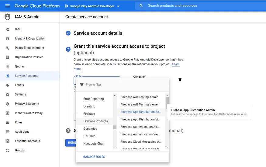 Firebase App Distribution Admin Role