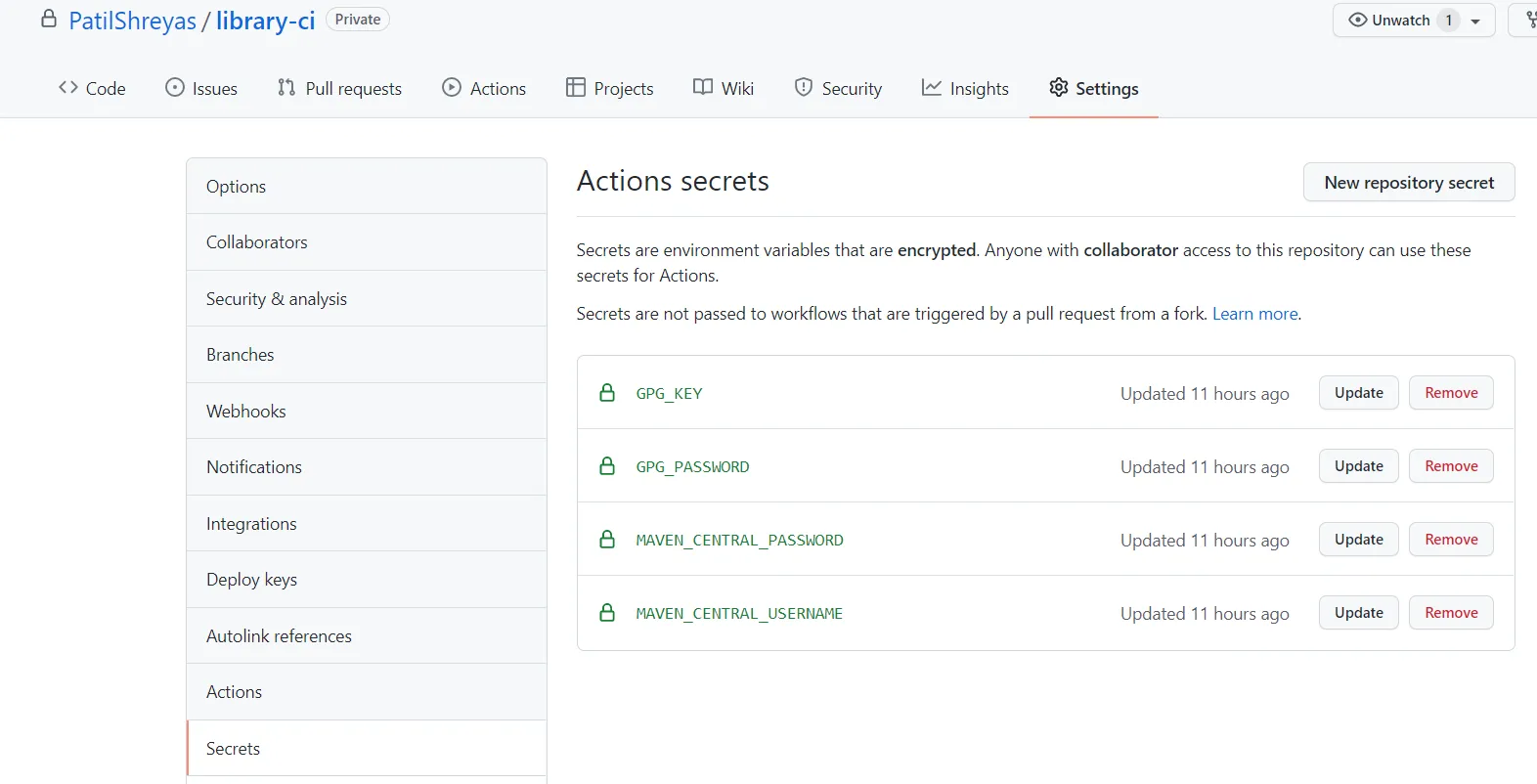 GitHub Action Secrets